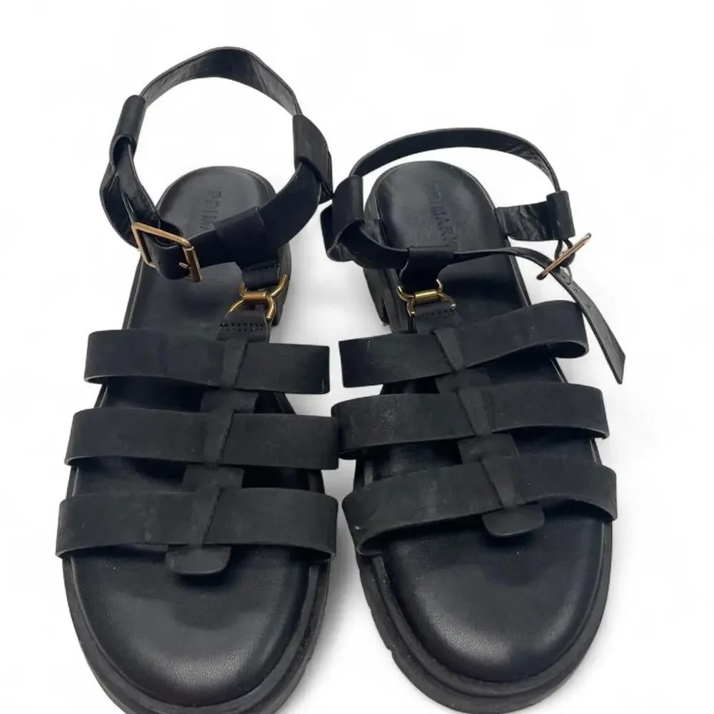 Black leather sandals